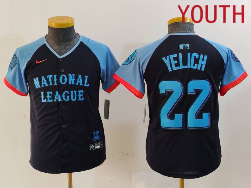 Youth Milwaukee Brewers #22 Yelich Blue All star 2024 Nike MLB Jersey style 1->milwaukee brewers->MLB Jersey